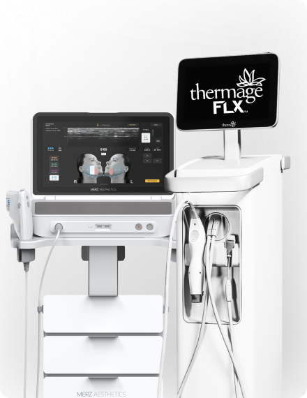 ภาพแนะนำการทำงานร่วมกันเพื่อการยกกระชับ Ultherapy Prime X Thermage FLX